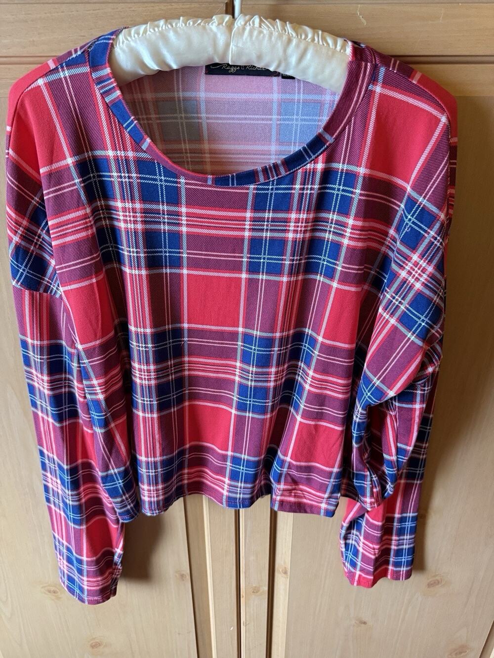 Rags II Riches T-shirt Women’s Medium Red Plaid Cropped Medium Grunge Y2K